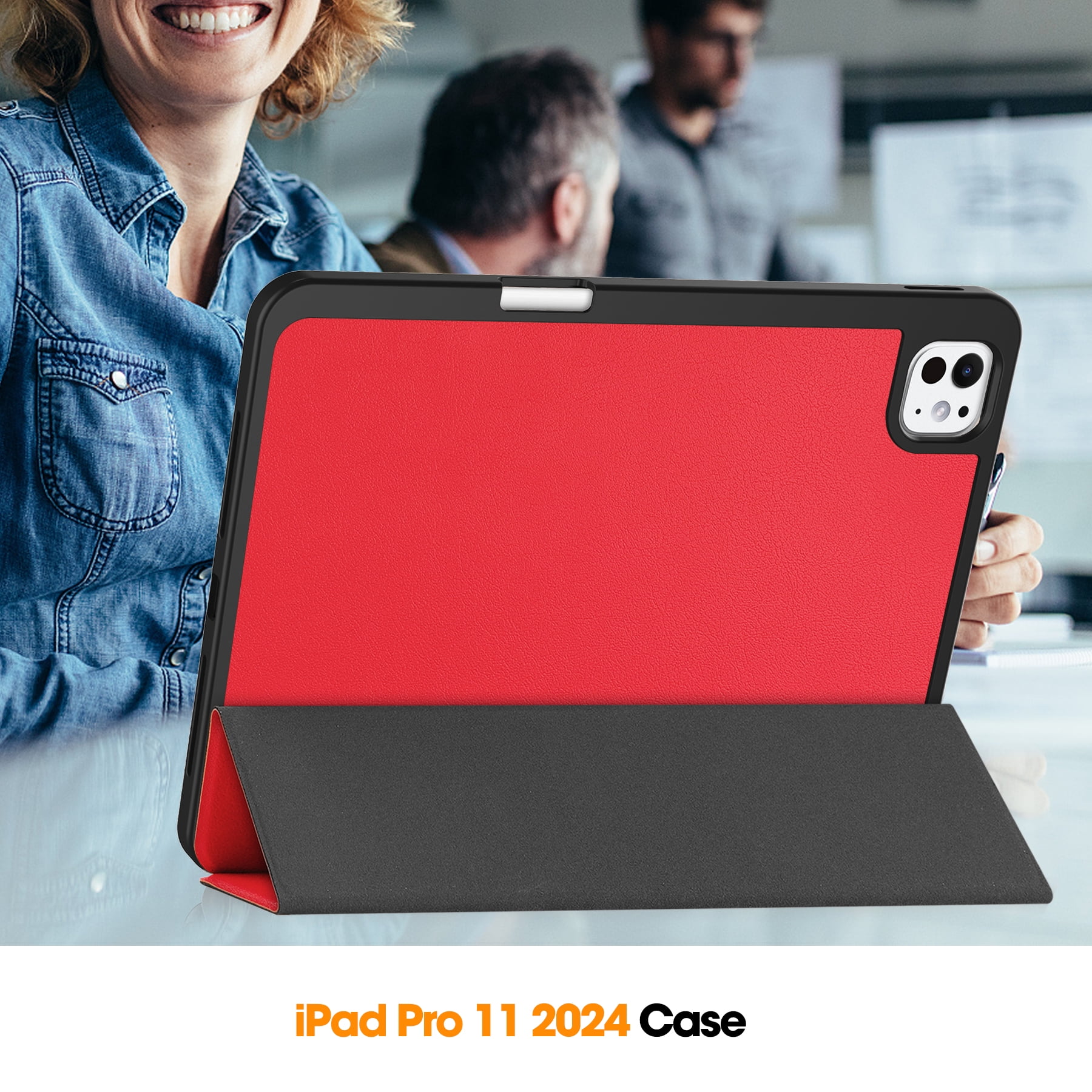 Allytechgroup iPad Air 13 M2 2024 Case, Slim Flip Smart Cover Auto Sleep Wake with Pencil Holder Multi Angle Veiwing Stand Shockproof Case for Apple iPad Air 13 inch 2024,Red
