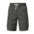thumbnail image 7 of TKKCS Mens Relaxed Fit Cargo Shorts- Breathable Lightweight Elastic Wasit Casual Drawstring Outdoor Hiking Shorts With Multi Pockets Gray Size XL, 7 of 7