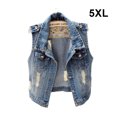 thumbnail image 2 of Sonducket Chaleco de mezclilla con cuello vuelto para hombre y mujer para banquete de otoño, chaqueta sin mangas con botones para adultos que Camisetas sin mangas Azul 5XL, 2 of 6