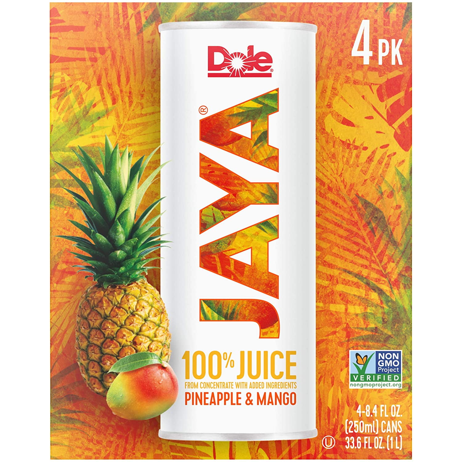 DOLE JAYA Juice, Pineapple/Mango, 4 Count (Pack of 6)