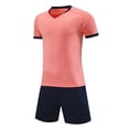 thumbnail image 4 of Kids Soccer Uniform Ndbuld Kids Boys Girls Fashion Football Training Suit Short Sleeve Top Shorts Mesh Breathable Set, 4 of 5