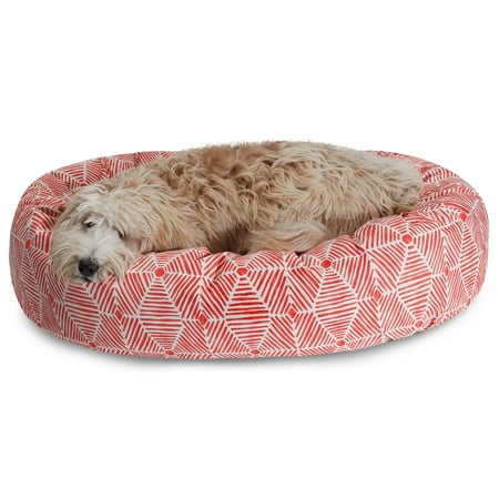 Majestic Pet Sherpa Charlie Bagel Pet Bed for Dogs, Calming Dog Bed Washable, Small, Salmon