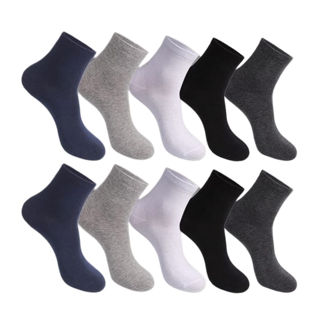 Jumpingount 10 Uds. De calcetines para hombre, absorbentes para el sudor, de poliéster, para invierno, finos, informales, de negocios, cómodos, calcetines Medias Colores mezclados Jumpingount AP013508-06