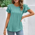 thumbnail image 2 of Blouses de Travail Décontractées à Manches Courtes Col Rond pour Femmes - Design Plissé, Léger, Tenue Toutes Saisons, 2 of 6