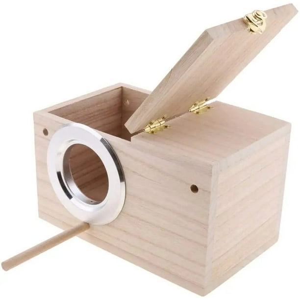 Caja nido para periquitos, caja de cría de nido de pájaros, accesorios de jaula de pájaros de madera para loros,