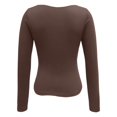 thumbnail image 5 of DHFJKG Long Sleeve T Shirts For Women V Neck Low Cut Crop Tops Fall Slim Fit Basic Tees, 5 of 5