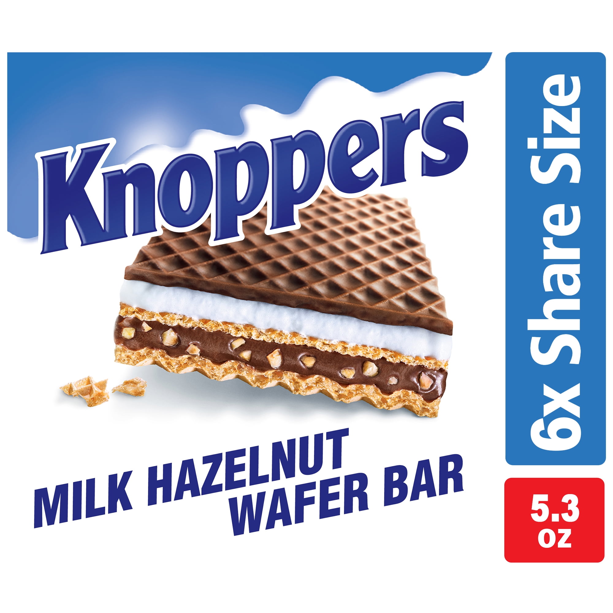 Knoppers Milk Hazelnut Candy Bar, Share Size 6 Pack, 5.03oz