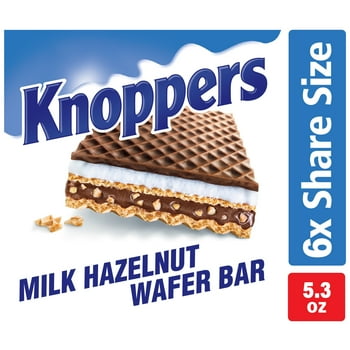 Knoppers Milk Hazelnut Candy Bar, Share Size 6 Pack, 5.03oz