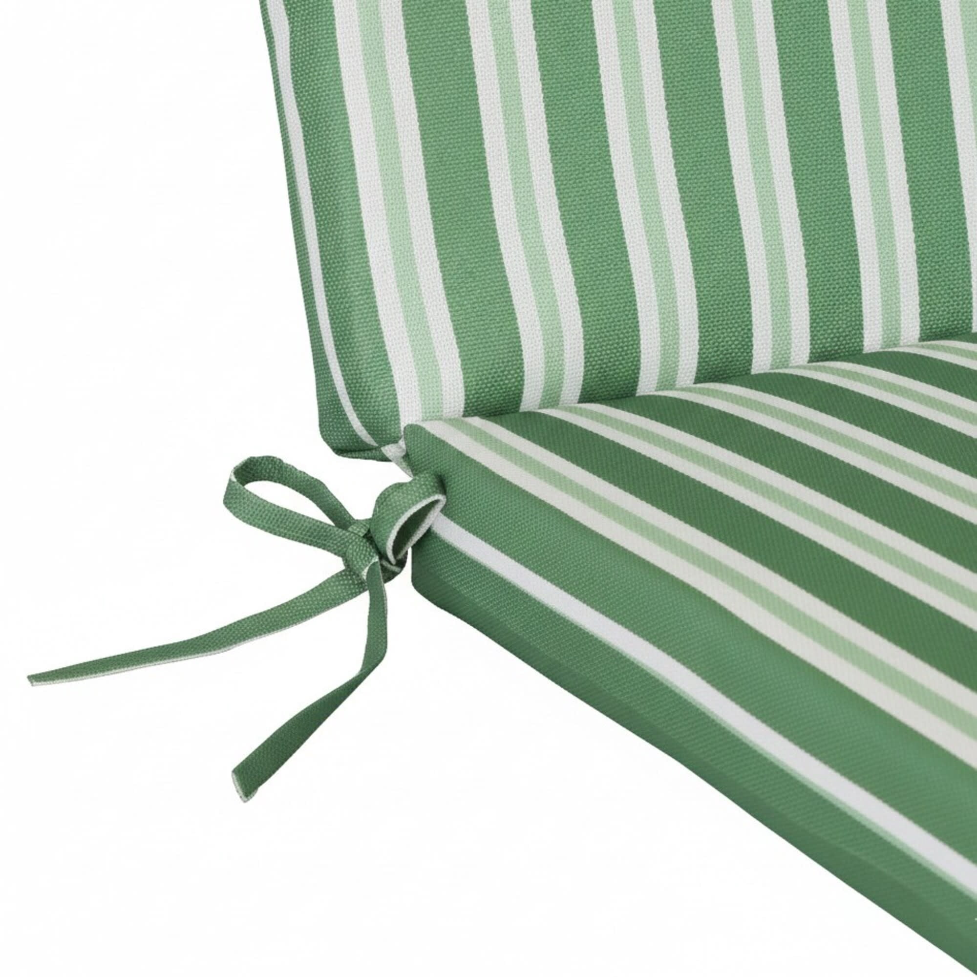 Outdoor Stripe Printed High Back Cushion 19 x 42 in Sage