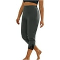 thumbnail image 2 of Admvng Capri Leggings for Women Solid Classic Fit Lace Up Pants Workout Gym Yoga Pants S-3XL, 2 of 9