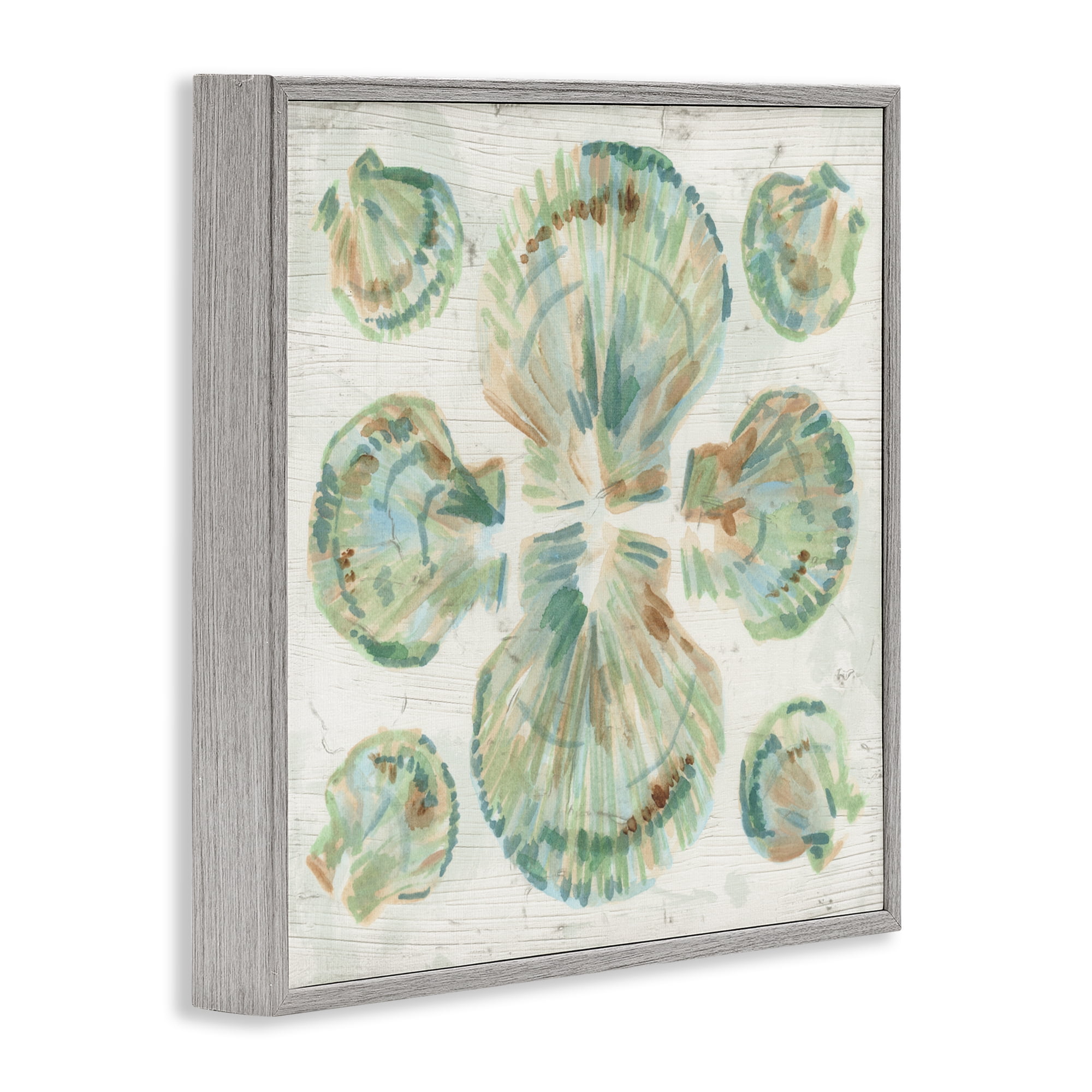 Stupell Industries Saltwashed Shells Symmetry Gray Framed Giclee Art, design by June Erica Vess