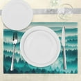 thumbnail image 3 of Ambesonne Turquoise Place Mats Set of 4, Misty Woodland Mountains, Standard Size, Dark Seafoam Dark Teal, 3 of 5