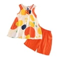 thumbnail image 4 of JUMEYU Cute Summer Pjs for Girls Pajamas Summer Boys and Girls Cartoon Thin Lapel Short Sleeved Pajamas Set 5T 6T (Orange,5-6 Years), 4 of 4