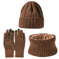 thumbnail image 2 of Outfmvch hat and gloves for women Winter Beanie Hat Scarf Gloves, Warm Fleece Knit Hat Long Scarf Neck Warmer Touch Screen Winter Gloves Set Gifts for Women hat and scarf set for women Khaki One Size, 2 of 5