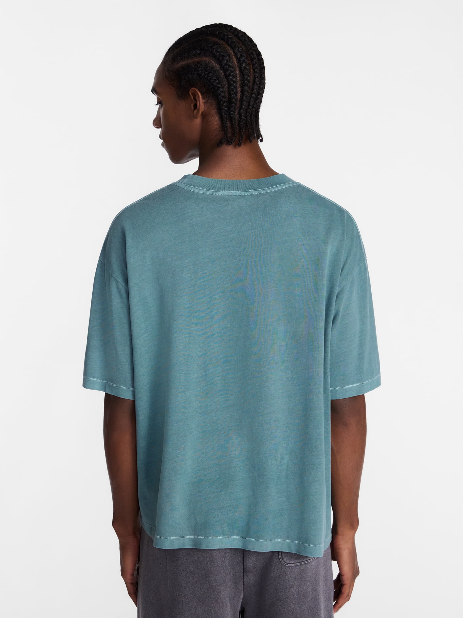 No Boundaries Cotton Oversized Cropped Tee with Short Sleeves, Men's and Big Men's XS-5XL