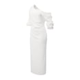 thumbnail image 4 of Dvprdro Womens Summer Party Maxi Dress Off Shoulder 3/4 Sleeve Bodycon Solid Ruched, 4 of 8