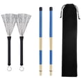 thumbnail image 2 of Palillos de Bambú con Cepillos de Alambre de Tambor Bolsa para Principiantes Producción Instrumentos Musicales , Azul Gloria Palillos de tambor de bambú, 2 of 9