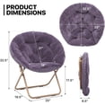 thumbnail image 3 of Round Folding Faux Fur Saucer Chair,Moon Chair for Bedroom Living Room Dorm Garden Courtyard Foldable Metal Frame Oversized Large Comfy Furry Padded Soft Lazy Cozy Lounge Chair for Adults,Purple, 3 of 8