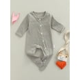 thumbnail image 3 of Qiylii Baby Footed-wrap Striped Bodysuit, Long Sleeve Round Neck Romper, 3 of 8