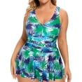 thumbnail image 2 of Women's Plus Size Ruched One Piece Swimdress Tummy Control Floral Skirted Swimsuit Bathing Suit, 2 of 9