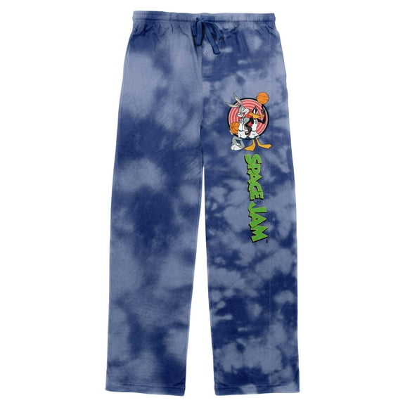 Bugs and Daffy Space Jam Men's Blue and White Cloud Sleep Pajama Pants-3XL