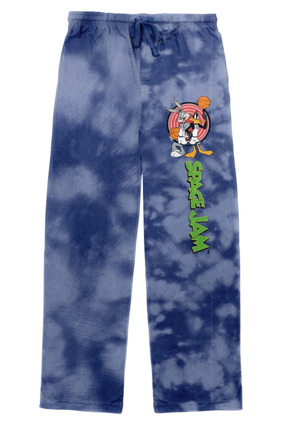 Bugs and Daffy Space Jam Men's Blue and White Cloud Sleep Pajama Pants-M