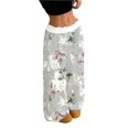 thumbnail image 3 of Pantalones harem informales elásticos de pierna ancha con cintura y estampado de camuflaje de hoja de arce for mujer, 3 of 5