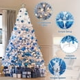 thumbnail image 2 of Snow Flocked Pre-lit Christmas Tree with 250 Warm White Lights, 820 Lush Branch Tips & Quick-Assembly Hinged Design, Full Artificial Xmas Tree for Winter Holiday Décor, Green & White, 2 of 15