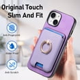 thumbnail image 5 of Allytech iPhone 12 Case, Detachable Magnetic Wallet Case with Card Holder & Ring Stand, Support Car Mount, Premium PU Leather Shockproof Durable Protective Slim Case Cover - Purple, 5 of 11