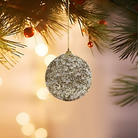 Hwkond Prelit Christmas Tree Christmas Tree Decoration Hanging Irregular Ball Pendant Home Xmas Party Supplies Black Balls Drop Ornaments