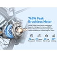 thumbnail image 2 of 24" Electric Bike for Female, 748W Peak Motor, 25MPH EBike, 36V 13Ah Removable Battery, 45-Mile Range, 24"x2" Anti-Puncture Tires, UL2849, Blue, 2 of 9