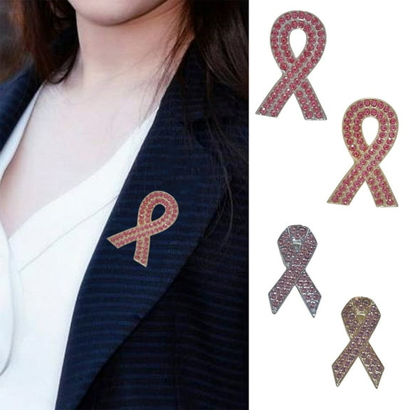 Breast Cancer Awareness Pin | Pink Alloy Ribbon Brooch for Women | Support & Prevention Lapel Pin | Hand Polished Finish | Durable Metal Accessory | 1 Piece | 6x3x1cm