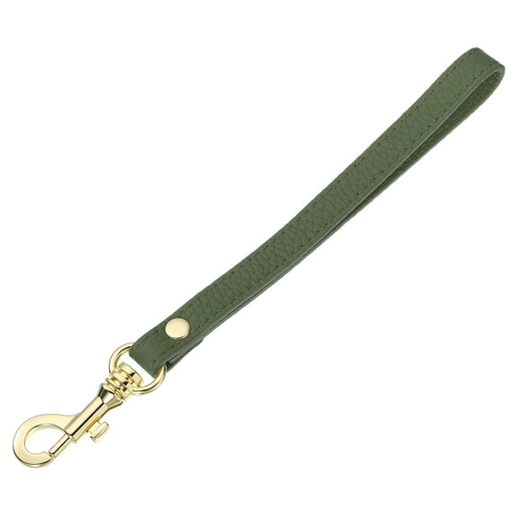 Uxcell Leather Wristlet Strap for Purse, Clutch, Wallet, Keychain Bag (Dark Green Leather, Gold Clasp)