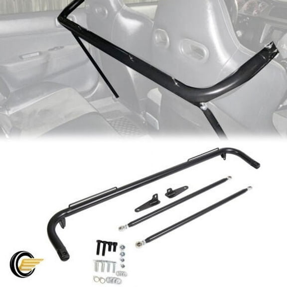 49" Universal Iron Racing Safety Seat Belt Chassis Roll Harness Bar Rod Black Compatible with Ford Honda Mitsubishi and more, Works with All 4-Point, 5-Point and 6-Point Seat Belts