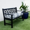 thumbnail image 3 of Sorra Home  Blue and White Ikat Stripe Indoor/Outdoor Bristol Bench Cushion 48 x 19 x 3 - Salix Vintage Indigo, 3 of 5