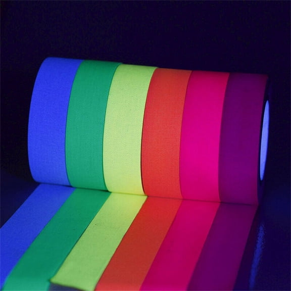 Clearance Under $4.69! 6ROLLS UV Blacklight Fluorescent Tape, Neon Glow-in-the-Dark Cloth Tape for Stage & Party Decor, Cotton, for Events, Multicolor, One Size