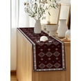 thumbnail image 5 of Table Runner 72 Inches Long for Kitchen Dining, Brown Boho Dresser Scarf Farmhouse, Dining Table Decorations for Wedding/Parties, Retro Farmhouse Abstract Geometric Ethnic Art 13 x 72 In, 5 of 8