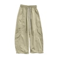 thumbnail image 7 of Qingpeng Girls Wide Leg Pants High Waist Drawstring Striped Cuffs Lightweight Wrinkled School Outdoor Casual Spring Summer Long Pants for Kids, 7 of 7