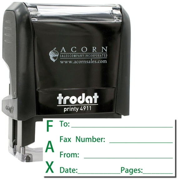 Self-Inking Fax It 1 Stamp, Trodat Printy 4913, Press and Print Stamping, Impression Size 7/8" x 2-1/4", Up to 10,000 Impressions - Green Ink