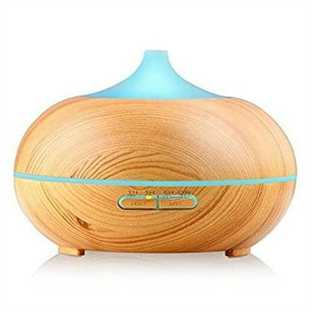 Whispering Mist - 300ml aroma essential oil diffuser, innogear wood grain ultrasonic cool mist humidifier whisper quiet with color led lights timer settings waterless auto shut-off