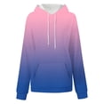 thumbnail image 4 of Wang6 Plus Size Hoodies Dress for Womens Loose Fit Gradient Hooded Pullovers Sweatshirts Trendy Drawstrings Fall Long Sleeve V Neck Tops with Pocket Blue L, 4 of 4