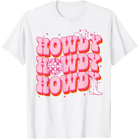 t-shirt Howdy Southern Western Girl Country Rodeo Pink Cowgirl Disco T-Shirt.