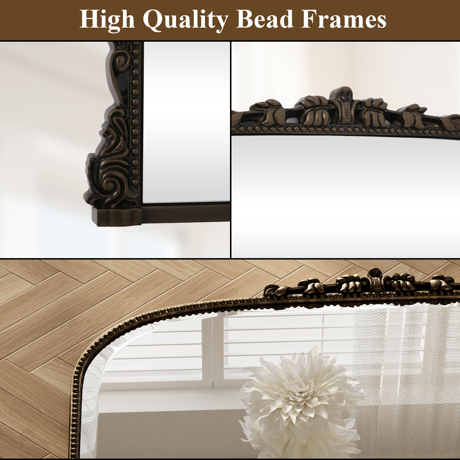 Beautypeak Arched Vanity Mirror, Antique Bronze, 36x27 photo 7