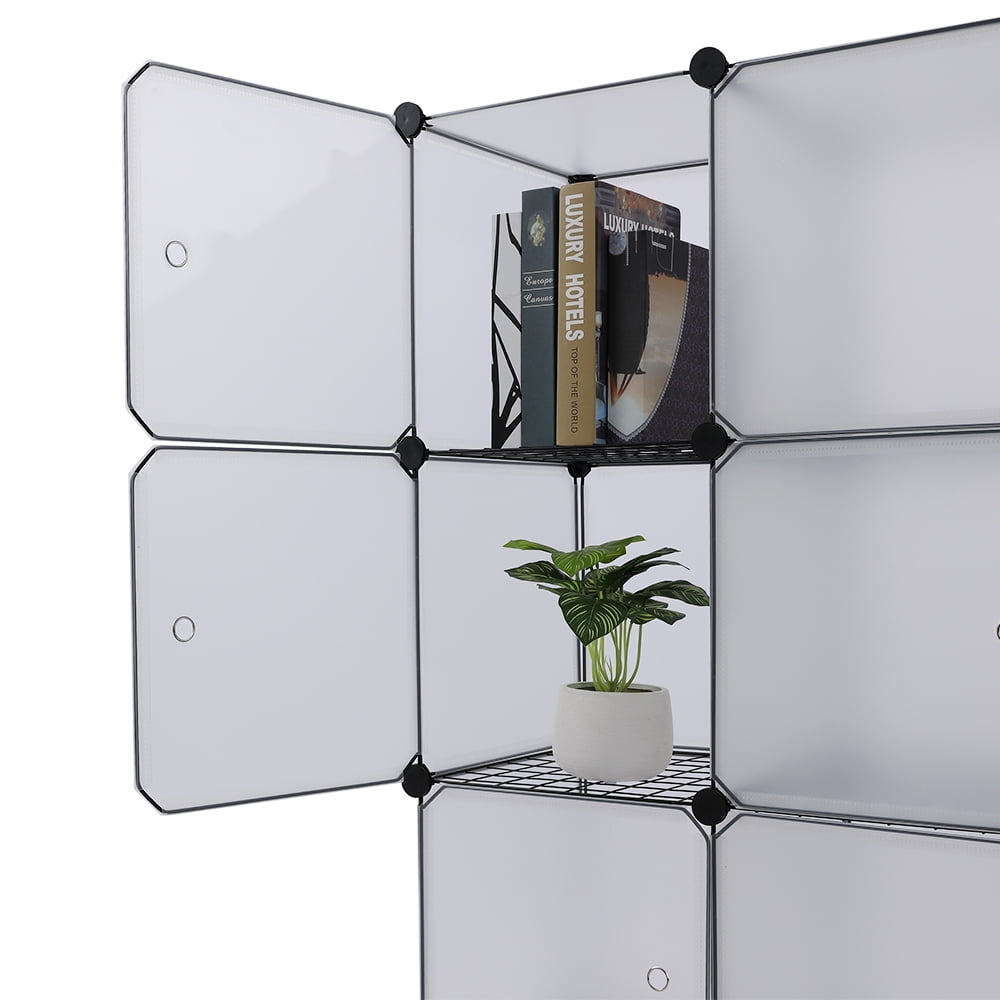 Kepooman Cube Storage Organizer, 16-Cube Book Shelf, DIY Plastic Closet Cabinet, Modular Bookcase, Storage Shelving for Bedroom, Living Room, Office, White