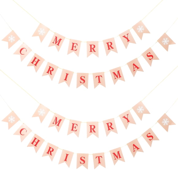 2 Sets Merry Christmas Banners Decorative Party Hanging Banners Xmas Accessories