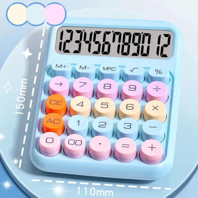 Dopamine Calculator 12 Digits Desktop Calculator Mechanical Keyboard Calculator Portable Mini Calculator for Home School Office Blue