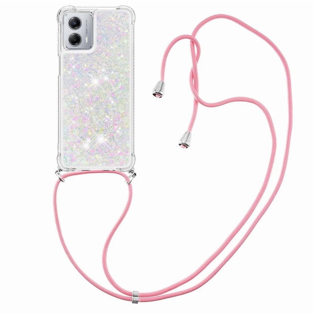 Funda FOXDOCK para Motorola Moto G 5G 2023 con Cuerda Ajustable, Brillo Líquido, Protección Antigolpes y Lente – Ideal para Regalo