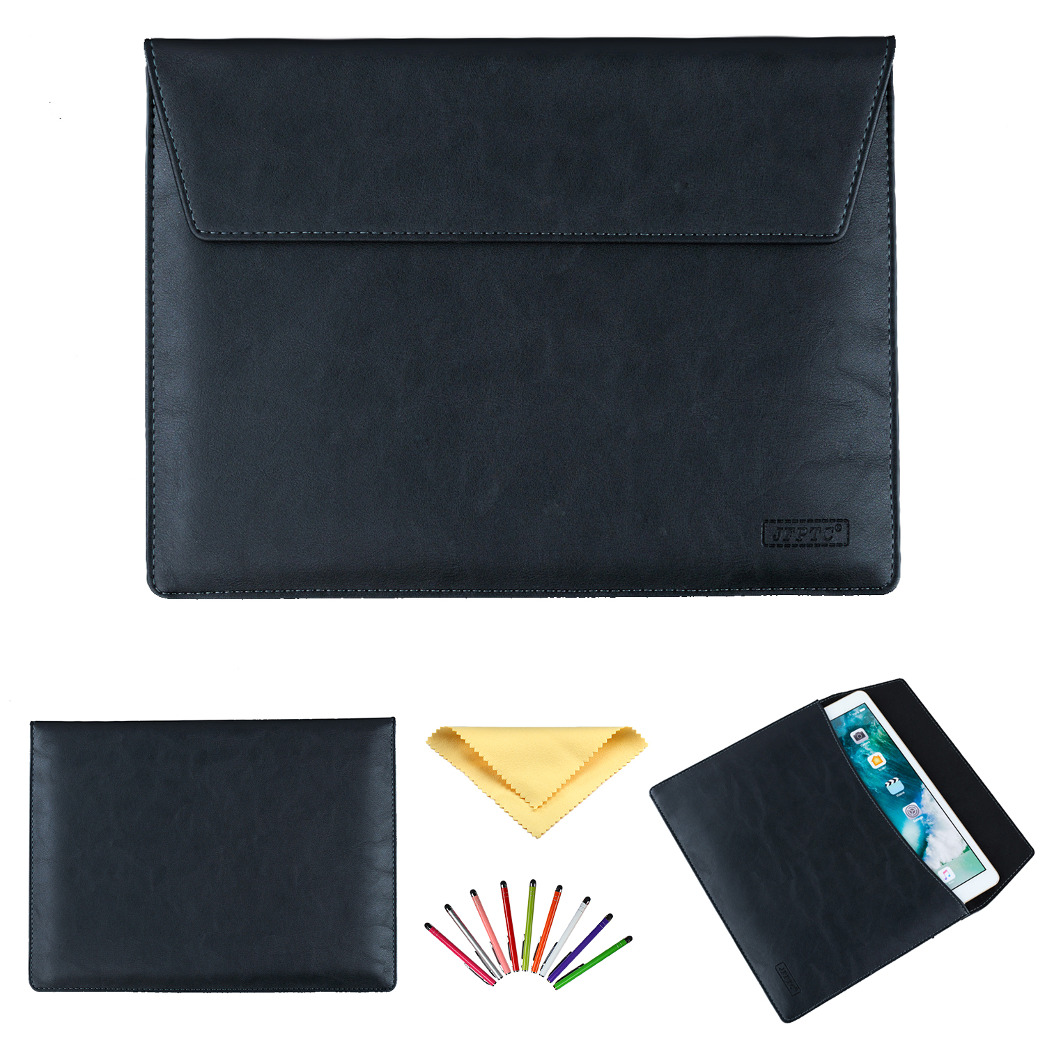 Soft PU Leather Sleeve Case Bag For 13 - 13.3 Inch Laptop/ Notebook/ MacBook/ Ultrabook/ Chromebook Computers (Apple/ Acer/ Asus/ Dell/ Fujitsu/ Lenovo/ HP/ Samsung/ Sony/ Toshiba etc), Black - image 1 of 6