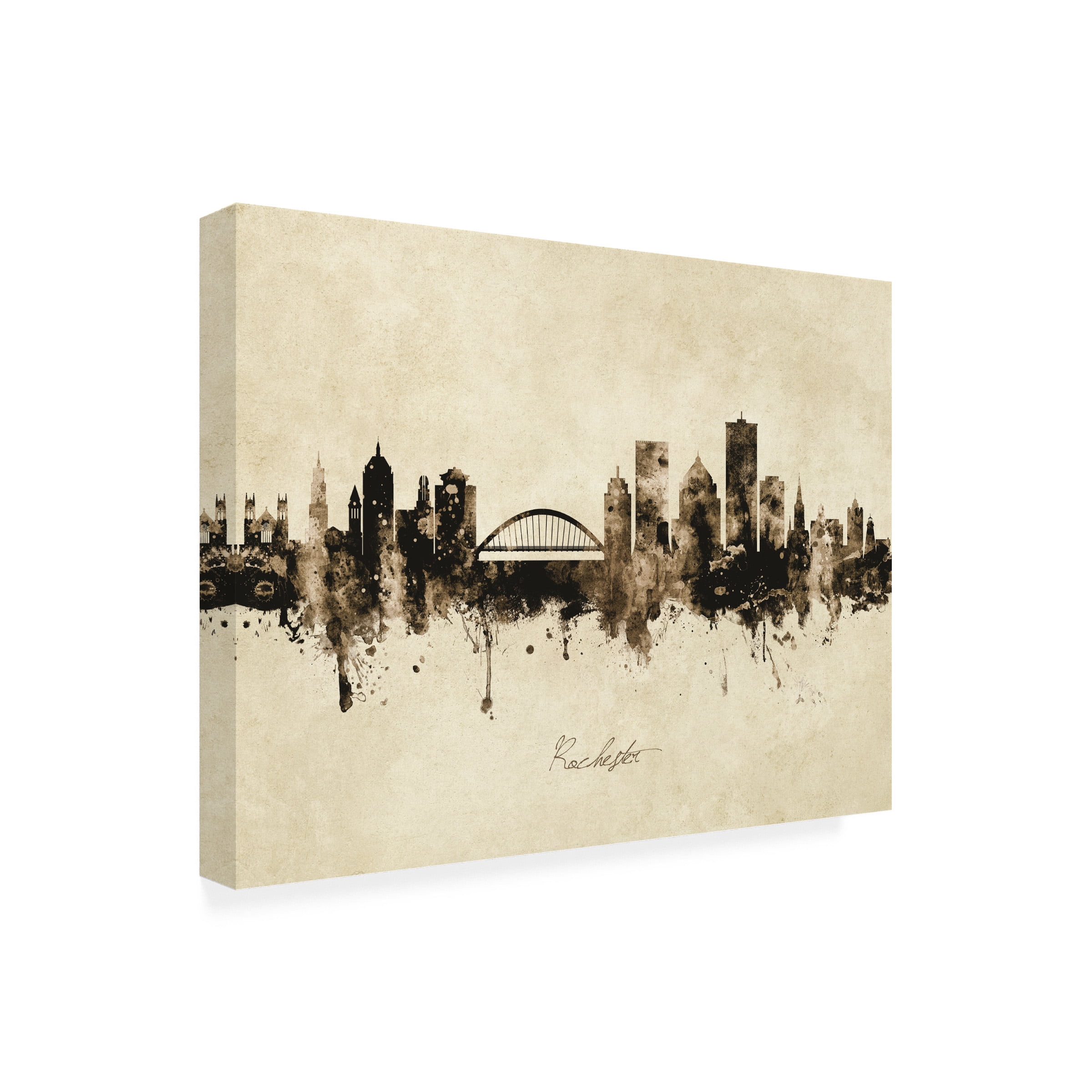 Michael Tompsett 'Rochester New York Skyline Vintage' Canvas Art