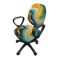 thumbnail image 2 of SCRAWLGOD Marble Print Golden Cyan 2 PCS Comfy Office Chair Slipcover Stretchy Computer Desk Chair Seat Covers Easy to Install Anti-Dust High Back Chair Covers, 2 of 7